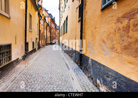 Straße in der Altstadt Galma Stan, Stockholm, Schweden Stockfoto