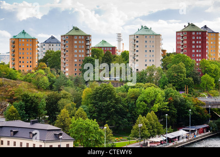 Städtische Häuser in Stockholm, Schweden Stockfoto