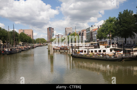 Boote im Hafen von Haringvliet, Rotterdam, Niederlande Stockfoto