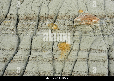 Bentonit-Details, mit Erosion Muster Theodore-Roosevelt-Nationalpark, North Dakota, USA Stockfoto