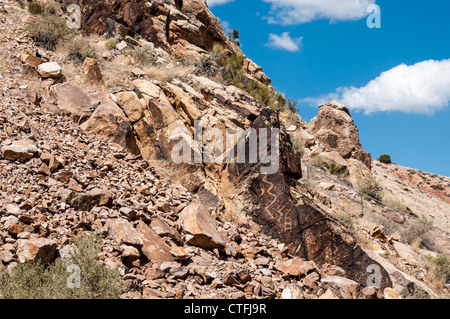 Petroglyphen, Parowan Lücke in der Nähe von Cedar City, Utah. Stockfoto