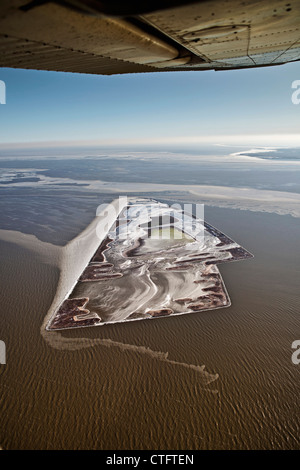 Die Niederlande, Andijk, künstliche Insel namens The Lame, niederländische Forstverwaltung. Luft. Stockfoto