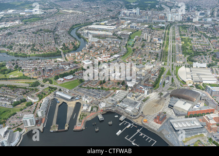 Luftaufnahme von Cardiff Stockfoto