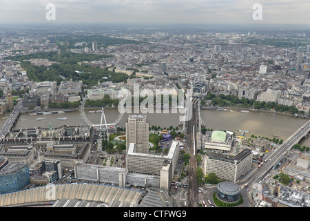 Aerial View of London einschließlich der Themse und London Eye Stockfoto