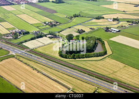 Niederlande, Uitgeest, Fort aan den Ham. Verteidigungslinie von Amsterdam. Hollandse Waterlinies. Niederländische Wasserschutzlinien. Antenne. Stockfoto