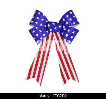 Rot, weiß und blau Glitzer Bunting Bogen mit Beschneidungspfad isoliert. Stockfoto