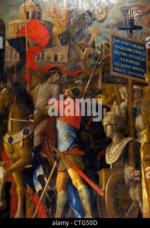 Detail aus triumphalen Wagen, von den Triumphen von Caesar, von Andrea Mantegna, Stockfoto