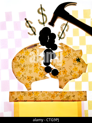 1970ER JAHREN COMPOSITE HAMMER BREAKING OPEN SPARSCHWEIN Stockfoto