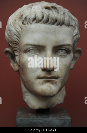 Caligula, Gaius Julius Caesar (12-41). Römischer Kaiser (37-41). Büste. Marmor. Carlsberg Glyptotek Museum. Kopenhagen. Dänemark. Stockfoto