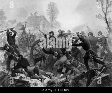 1800S 1860S SCHLACHT VON SHILOH 6. UND 7. APRIL 1862 PITTSBURG LANDING TENNESSEE EINEN UNION SIEG IM AMERIKANISCHEN BÜRGERKRIEG Stockfoto