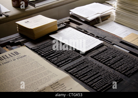 Cooperstown, New York Bauernmuseum. Historische Druckerei. Bildung, Tourismus, oder nur zur redaktionellen Verwendung. Stockfoto