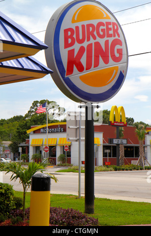 Vero Beach Florida, Burger King, Franchise, McDonald's, Burger, Hamburger, Franchise, Fast Food, Restaurant Restaurants Essen Essen gehen Café Cafés Bistro, Stockfoto