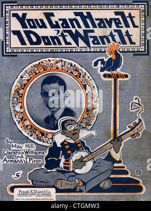 EDDIE CANTOR (1892-1964), US-Sänger und Schauspieler auf Cover von 1917 Noten zeigen eine schwarze konfrontiert Spielmann Stockfoto