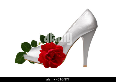 Silber Damen-Heel-Schuh Stockfoto