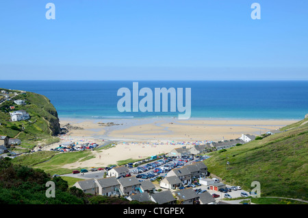 Ein Sommertag am Porthtowan in Cornwall, Großbritannien Stockfoto