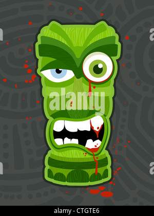 Zombie-Untoten Tiki-Totem-Vektor-Illustration-design Stockfoto