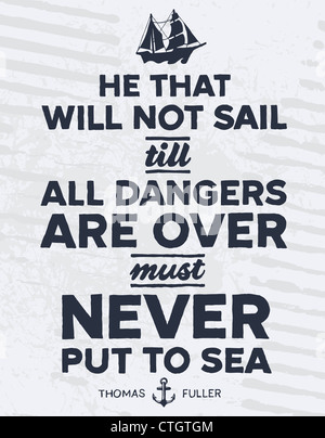 Vintage-Stil nautischen Text und Schiff inspirierendes design Stockfoto