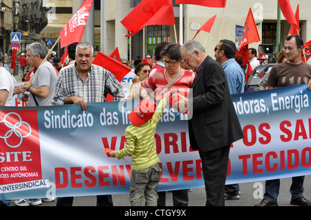 1.Mai - Workers' Day Demonstration in Lissabon, Portugal Stockfoto