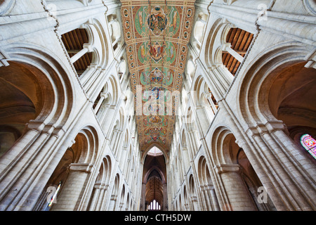 England, Cambridgeshire, Ely, Ely Cathedral, das Kirchenschiff Decke Darstellung der Vorfahren von Jesus Stockfoto