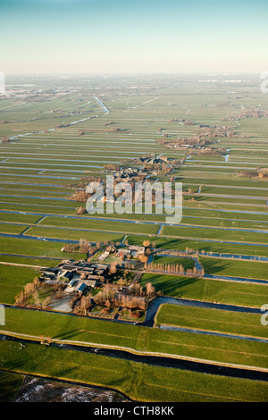 Die Niederlande, Kamerik, Bauernhöfe im Polder. Luft. Stockfoto