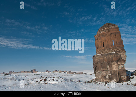 Alte Ruinen von Ani bei Winterzeit, Kars, Ost-Anatolien, Türkei Stockfoto