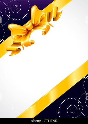 Grußkarte mit goldenen Band. Stockfoto