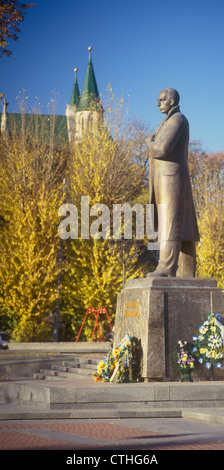 Denkmal von Stepan Bandera in Lemberg, Ukraine. Stockfoto