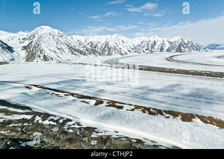 Eine Luftaufnahme des Kaskawulsh Gletscher im Kluane National Park im Yukon Territorium, Kanada. Stockfoto