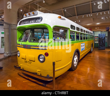 Bus auf dem Rosa Parks weigerte sich, ihren Sitzplatz in Montgomery 1955, Henry Ford Museum, Dearborn, Detroit, Michigan, USA Stockfoto