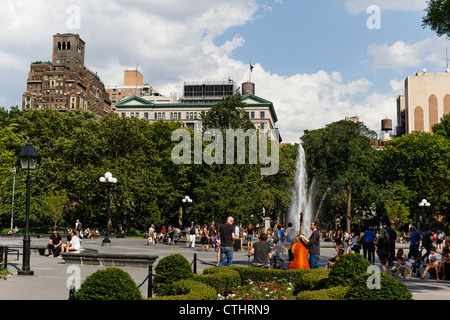 Washingston Square Park, Jazz-Band, die Durchführung von outdoor, New York Stockfoto