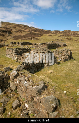 Bleibt der Croft Hütten am Crackaig ruiniert Landwirtschaft Dorf an der Westküste von der Isle of Mull in Schottland Stockfoto