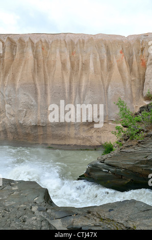 Vulkanische Asche und Bimsstein Betten aus dem Jahre 1912 Novarupta Ausbruch. Katmai Nationalpark und Reservat. Alaska, USA. Stockfoto