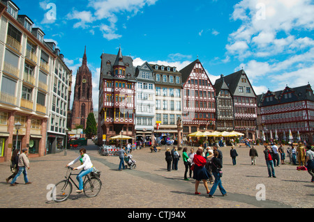 Römerberg quadratischer historischer Stadtkern der Altstadt Frankfurt Am Main Bundesstaat Hessen Deutschland Europa Stockfoto