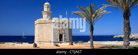 Das Schloss St. Nikolaus, befindet sich im Admiral Farragut Park, Cala Trebaluger Resort, Insel Menorca, Balearen Inseln, Spanien Stockfoto