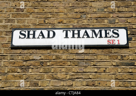 Shad Thames SE1 Straße Zeichen, Bermondsey, London, UK Stockfoto