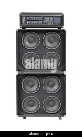 Vintage Bass Stack Verstärker isoliert auf weiss. Stockfoto