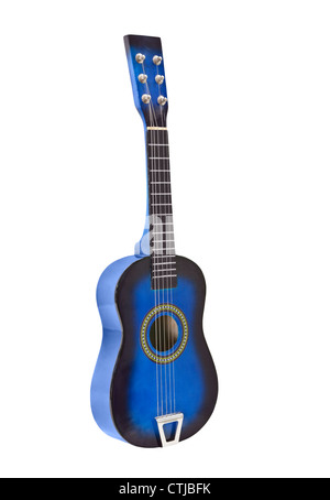 Spielzeug Ukulele Größe Spielzeug Akustikgitarre mit Beschneidungspfad isoliert. Stockfoto