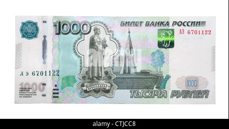 Neue Banknote 1000 Rubel Stockfoto