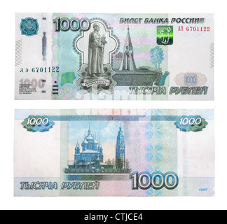 Neue Banknote 1000 Rubel Stockfoto