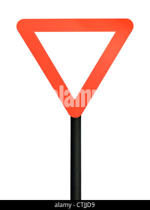 Rote leere dreieckigen Schild Stockfoto