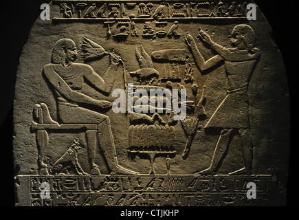 Ägypten. Stele von General Intef (jtj). Detail. C. 2050 v. Chr. 11. Dynastie. Reich der Mitte. Stockfoto