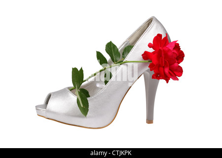 Silber Damen-Heel-Schuh Stockfoto