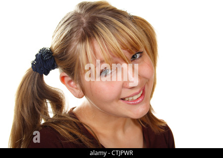 Teenager Porträtfoto auf dem weißen Hintergrund Stockfoto