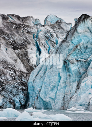 Eis-Wände - Jökulsárlón Glacial Lagune, Breidarmerkurjokull Gletscher, Vatnajökull-Eiskappe, Island Stockfoto
