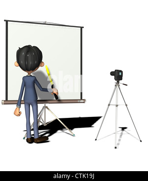 Cartoon Figur Fotograf malen mit Licht Stockfoto