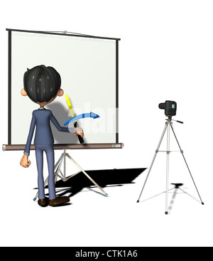 Cartoon Figur Fotograf malen mit Licht Stockfoto