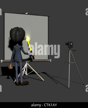 Cartoon Figur Fotograf malen mit Licht Stockfoto
