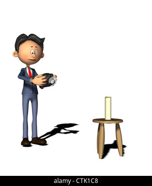 Cartoon Figur Fotograf malen mit Licht Stockfoto