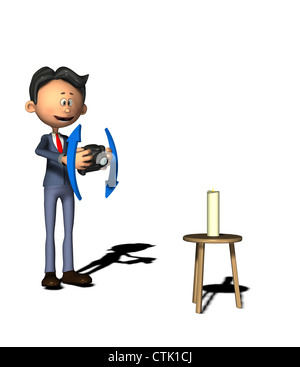 Cartoon Figur Fotograf malen mit Licht Stockfoto