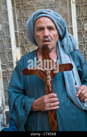 Ägyptische Kopten Pilger besuchen die Kirche des Heiligen Grabes in Jerusalem Israel während Ostern Stockfoto